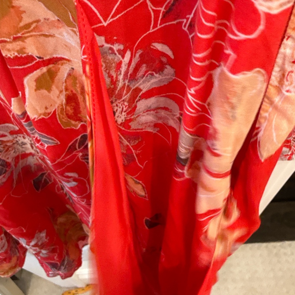 Free People Red Floral Boho Mini Dress Size 8 - Picture 3 of 5